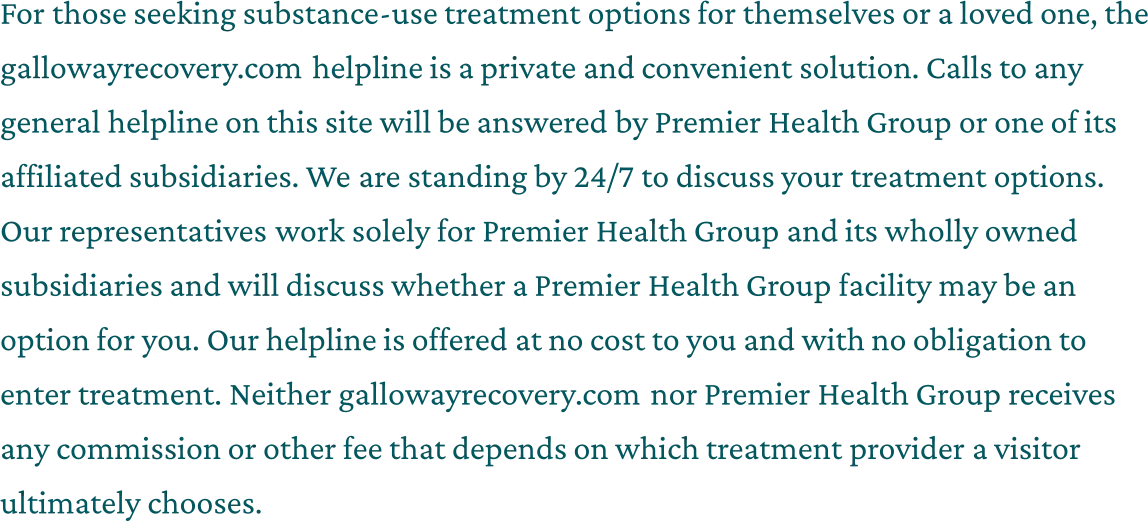 Disclosure: calls may be answered by an affiliated treatment provider; no referral fee is charged.